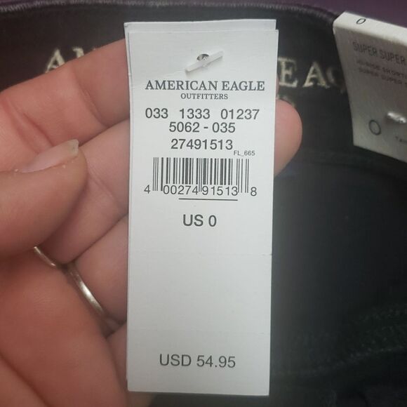 𝅺american Eagle High Rise Shorty Black Jean Short Size 0 New Perfect for Summer! - Picture 4 of 8